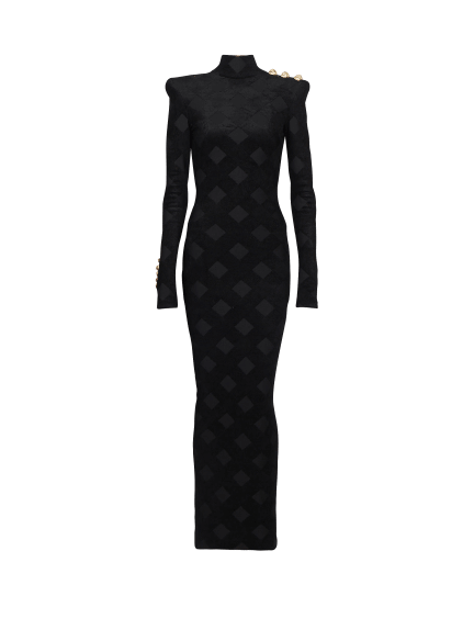 Langes Kleid aus kariertem Bouclé