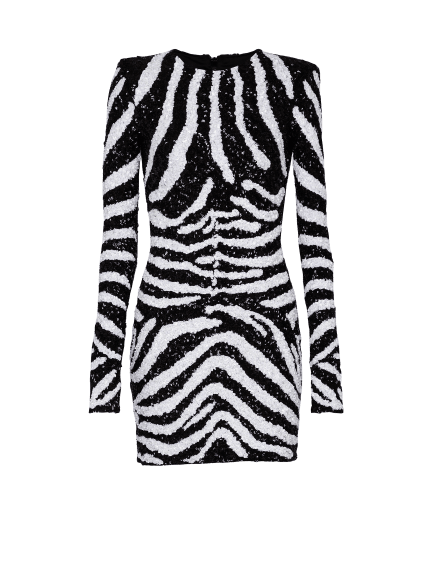 Short two-tone zebra sequin dress