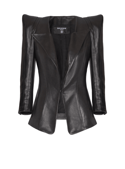Veste ajustée en cuir d'agneau