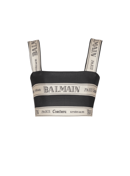Balmain ribbon jacquard crop top