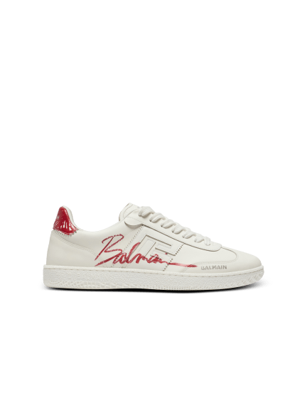 Baskets Balmain Swan Lipstick en cuir 