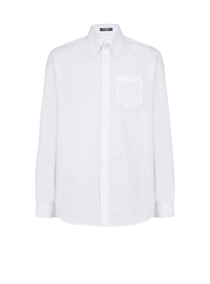 Balmain Écusson embroidered poplin shirt