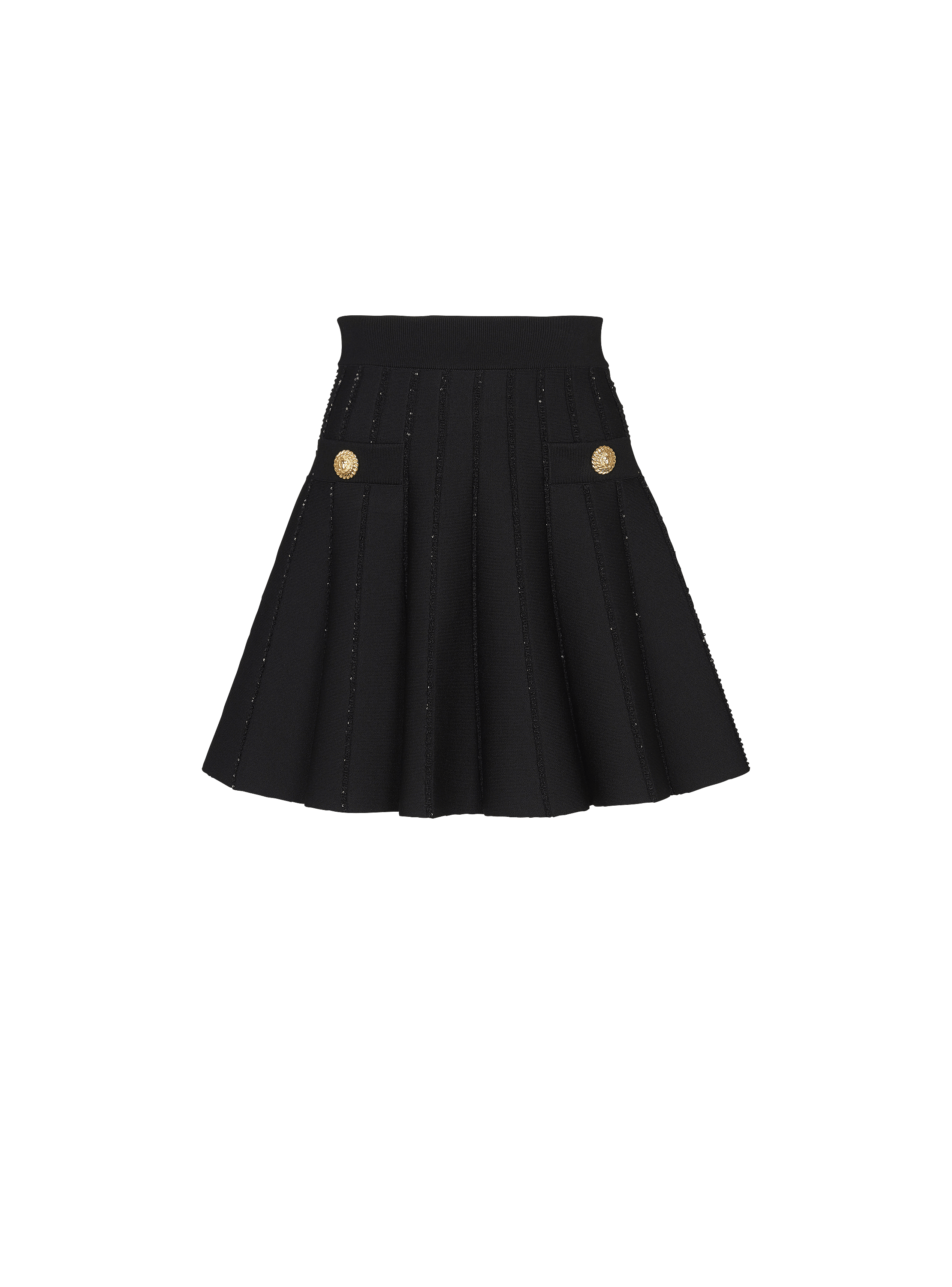 Flared knit skirt with sparkly stripes