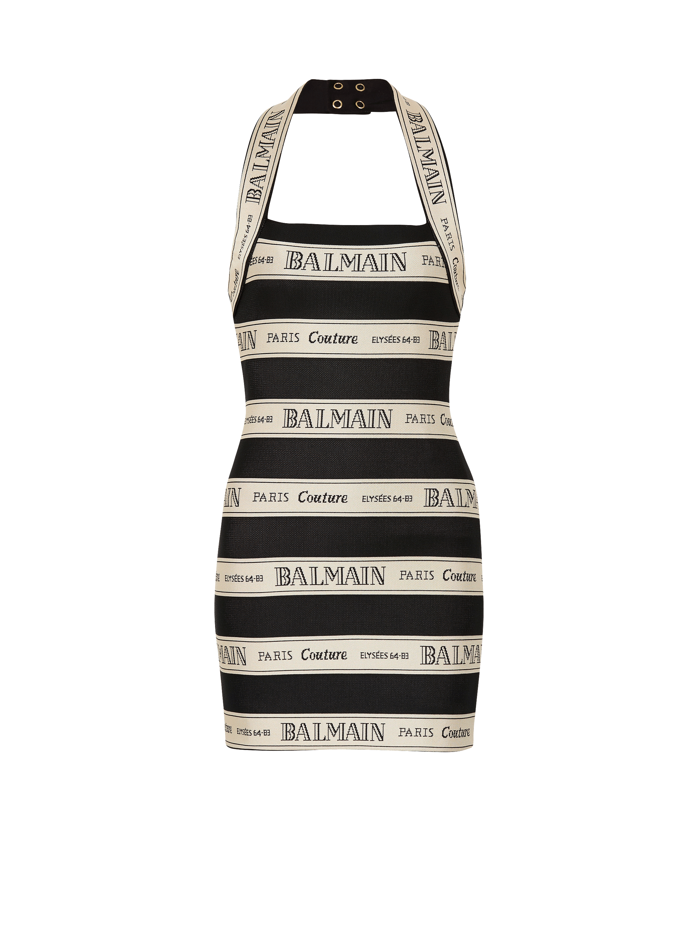 Ruban Balmain 图案提花露背连衣裙