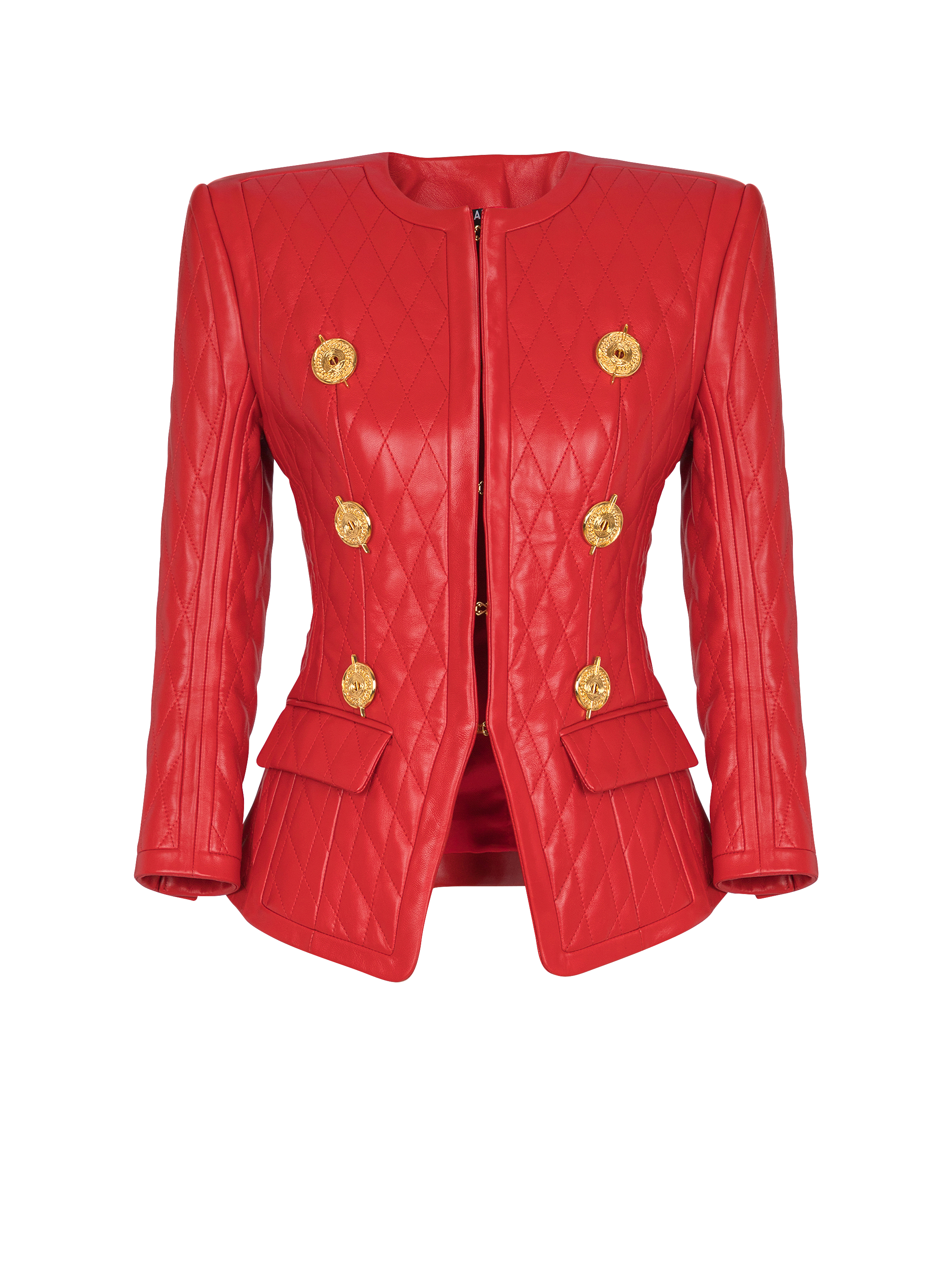 Quilted lambskin edge-to-edge jacket